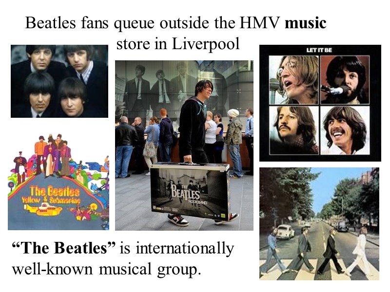 Beatles fans queue outside the HMV music  store in Liverpool “The Beatles” is